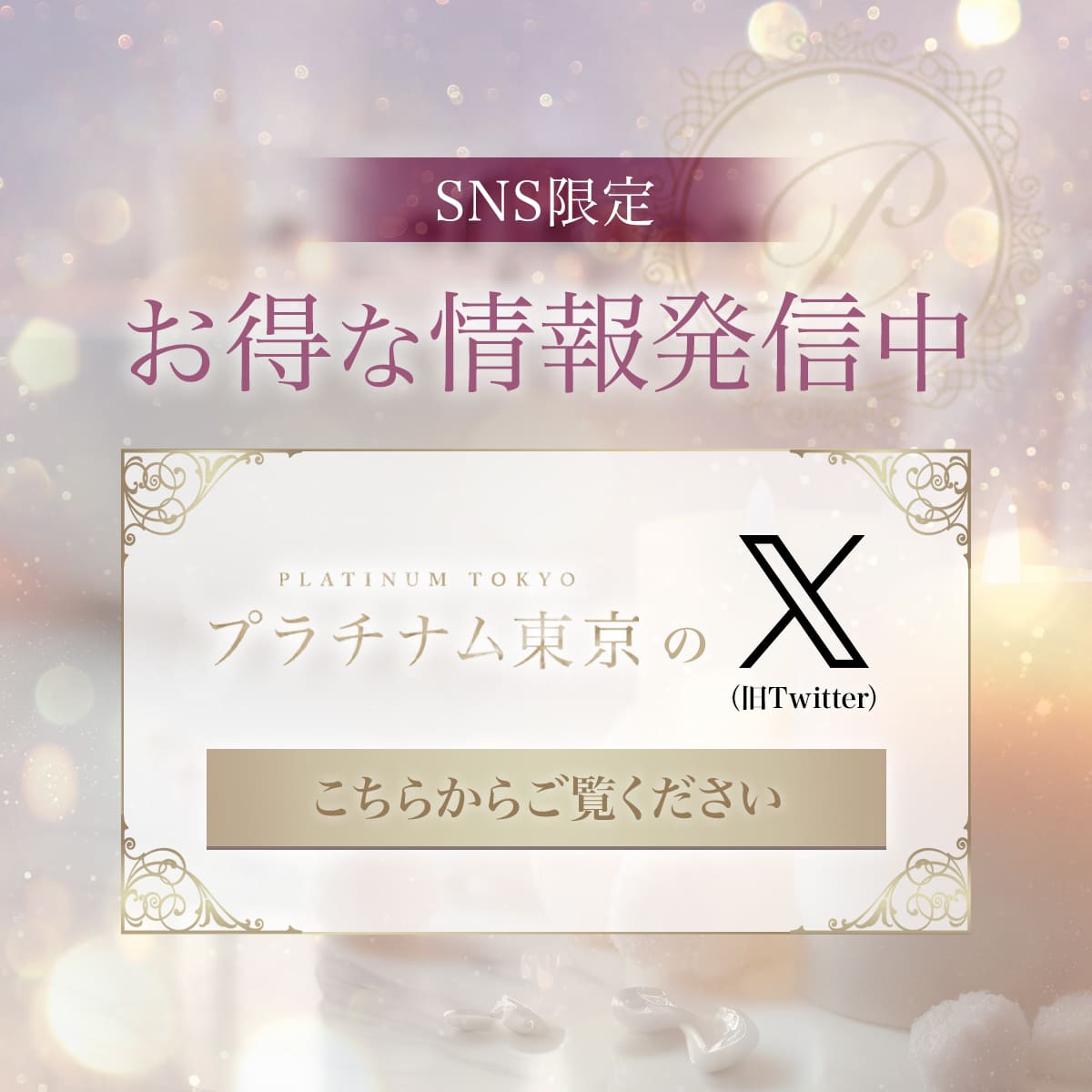 SNS限定お得な情報発信中 X（旧Twitter）はこちら